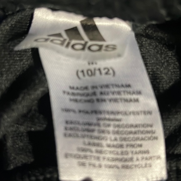 Adidas black with 3 white  stripe joggers size 10/12 Medium - Picture 3 of 5